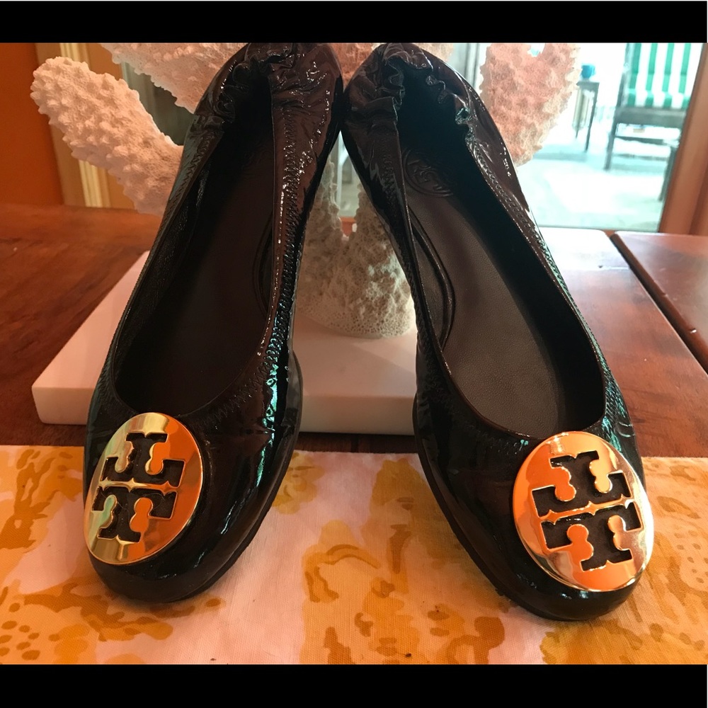 Tory Burch Black Patent Leather Ballet Flats